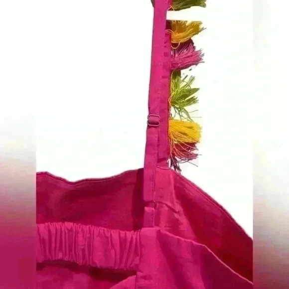 NWT Anthropologie The Hartley Shift Mini Dress Neon Pink with Tassels Size M - Picture 11 of 15